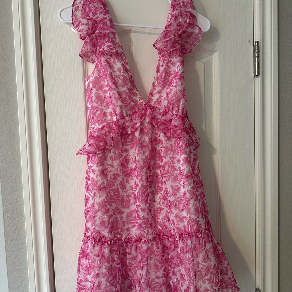 Pink Floral Ruffle Dress